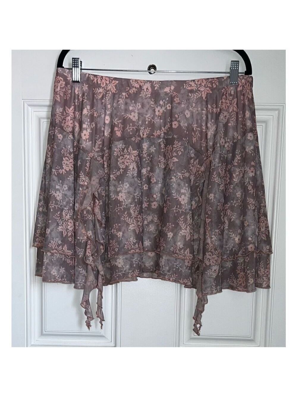 Fairycore Ethereal Floral Hanky Hem Mesh Skirt Plus Size 2 - Picture 3 of 7